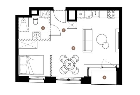 Plan 1 pok. 37m²