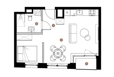 Plan 1 pok. 37m²
