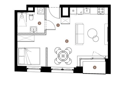 Plan 1 pok. 37m²