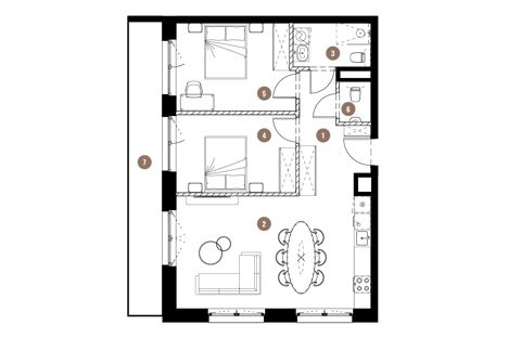 Plan 3 pok. 67m²