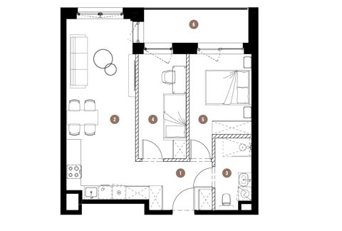 Plan 3 pok. 54m²