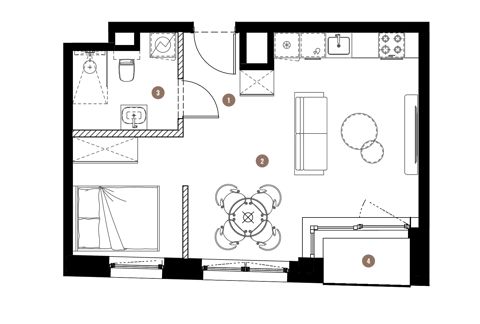 Plan 1 pok. 37m²
