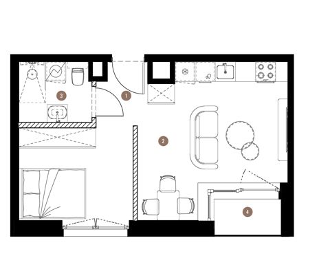 Plan 1 pok. 33m²