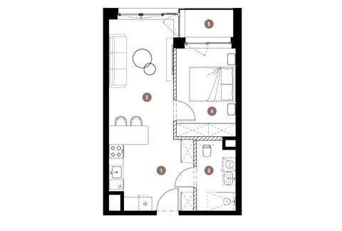 Plan 2 pok. 40m²