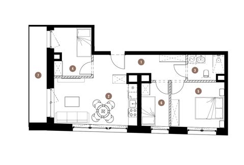 Plan 3 pok. 57m²