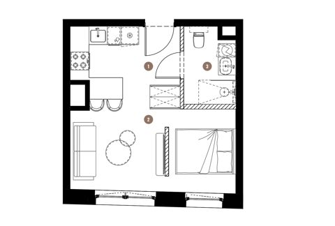 Plan 1 pok. 28m²