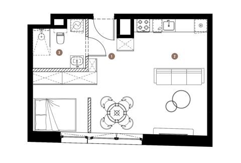 Plan 1 pok. 40m²