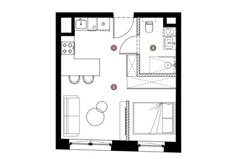 Plan 1 pok. 30m²