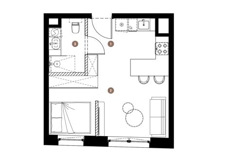 Plan 1 pok. 30m²