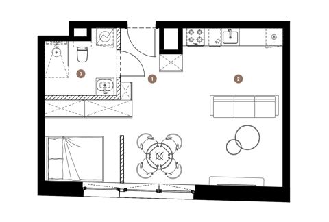 Plan 1 pok. 40m²