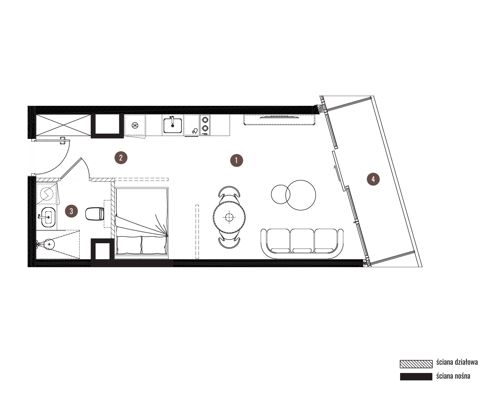 Plan 1 pok. 33m²