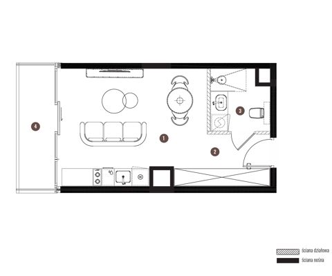 Plan 1 pok. 28m²