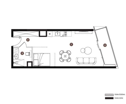 Plan 1 pok. 38m²