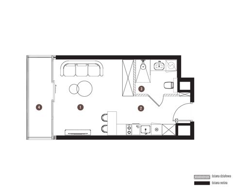 Plan 1 pok. 28m²