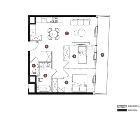 Plan 3 pok. 57m²