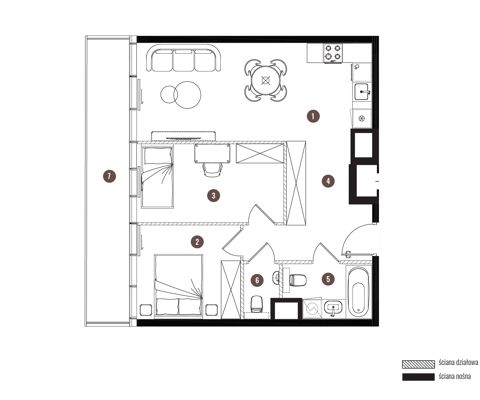 Plan 3 pok. 58m²