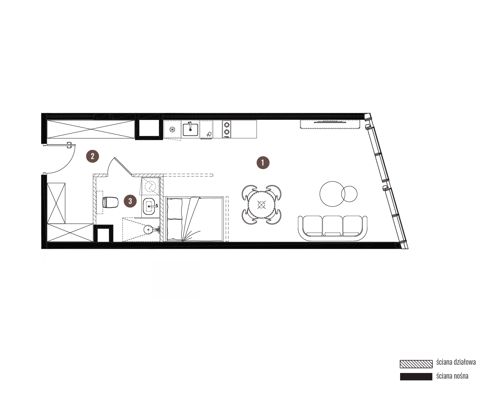 Plan 1 pok. 43m²