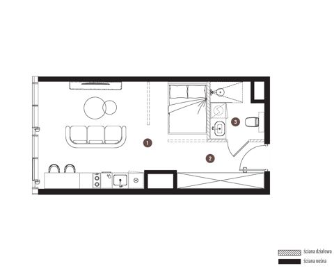 Plan 1 pok. 34m²