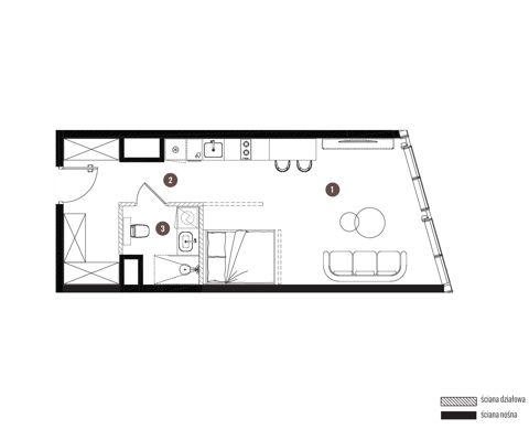 Plan 1 pok. 38m²