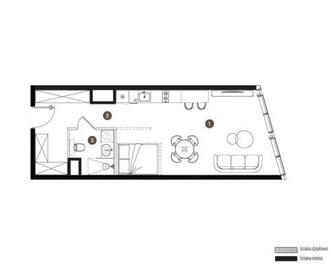 Plan 1 pok. 43m²