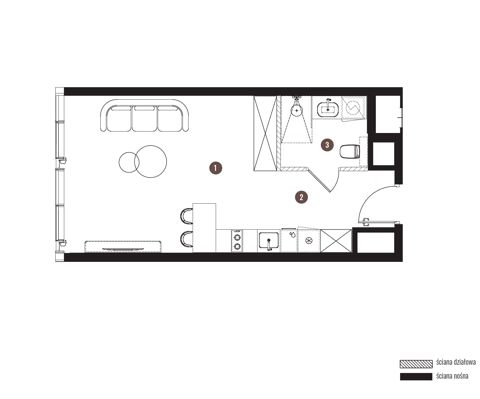 Plan 1 pok. 33m²