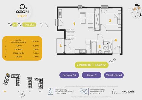 Plan 2 pok. 46m²