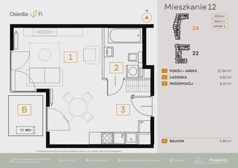 Plan 1 pok. 33m²