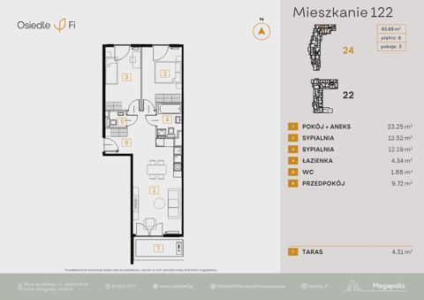 Plan 3 pok. 64m²