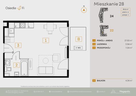 Plan 1 pok. 38m²