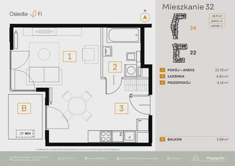 Plan 1 pok. 33m²