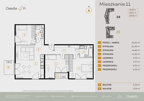 Plan 4 pok. 91m²