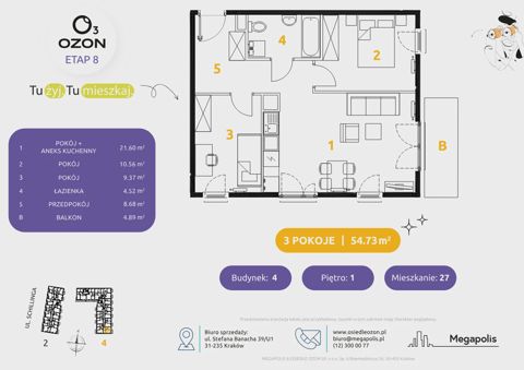 Plan 3 pok. 55m²