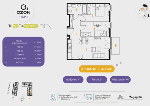 Plan 3 pok. 56m²