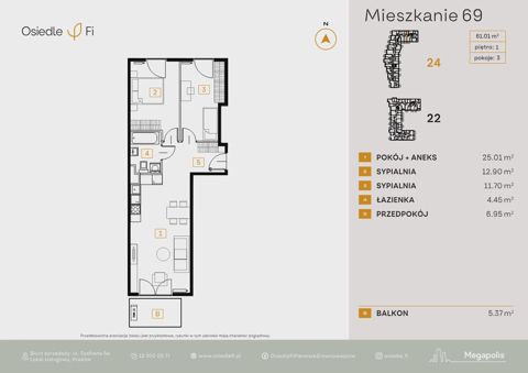 Plan 3 pok. 61m²