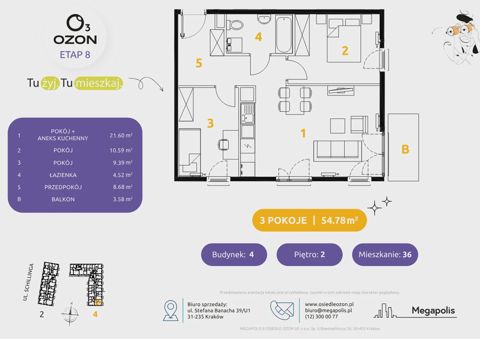Plan 3 pok. 55m²