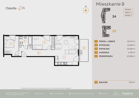 Plan 3 pok. 65m²