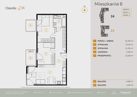 Plan 3 pok. 64m²