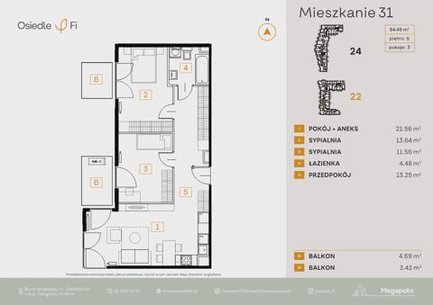 Plan 3 pok. 64m²