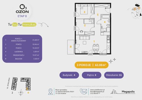 Plan 3 pok. 62m²