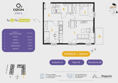 Plan 3 pok. 55m²