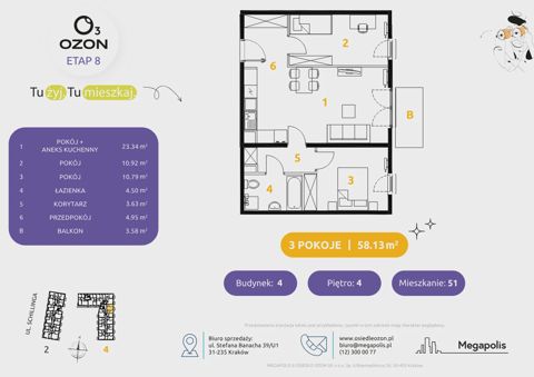 Plan 3 pok. 58m²