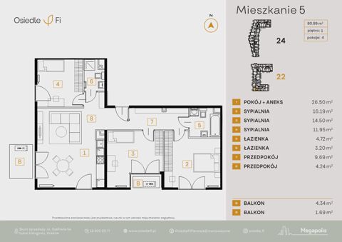 Plan 4 pok. 91m²