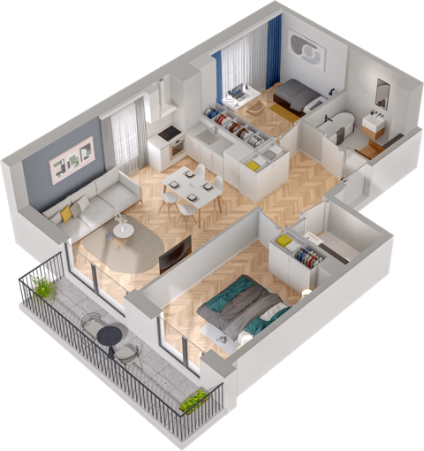 Plan 3 pok. 56m²