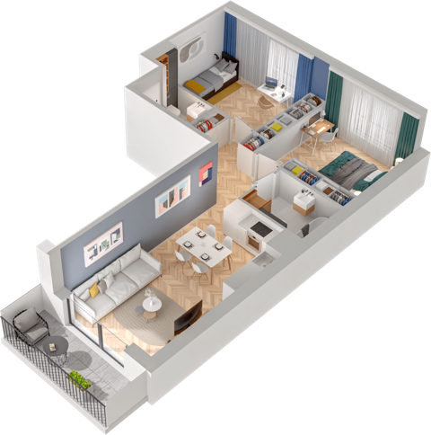 Plan 3 pok. 59m²