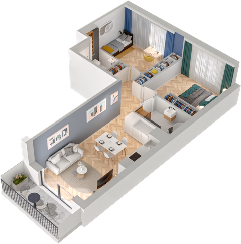 Plan 3 pok. 59m²