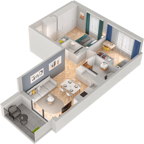 Plan 3 pok. 57m²