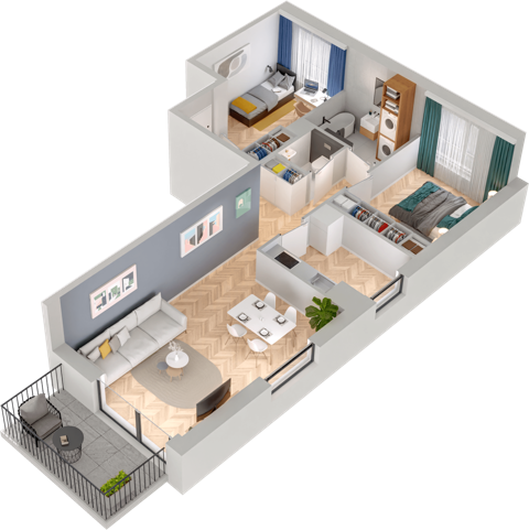 Plan 3 pok. 62m²