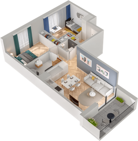 Plan 3 pok. 55m²
