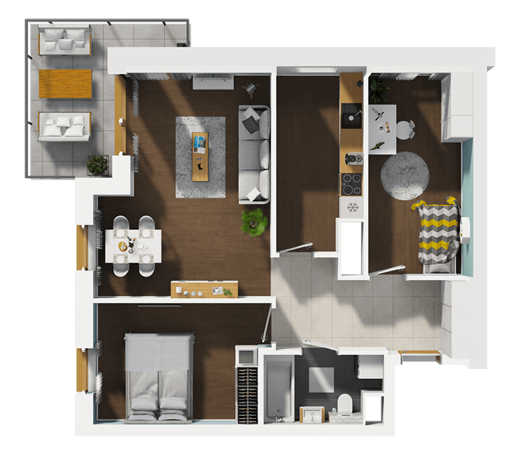 Plan 3 pok. 69m²