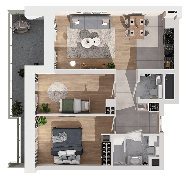 Plan 3 pok. 59m²
